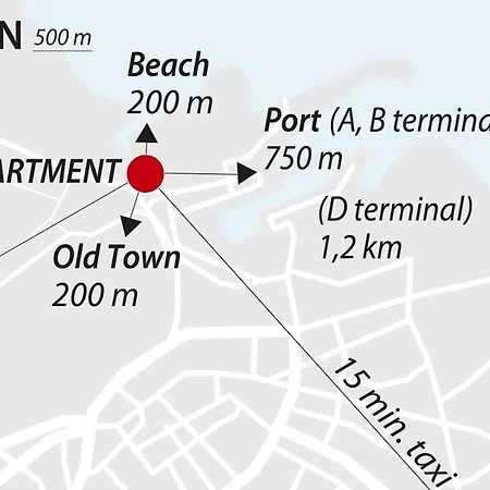 Lejlighed Center, 125 M2, 3 Bedroom Sea & Old Town View